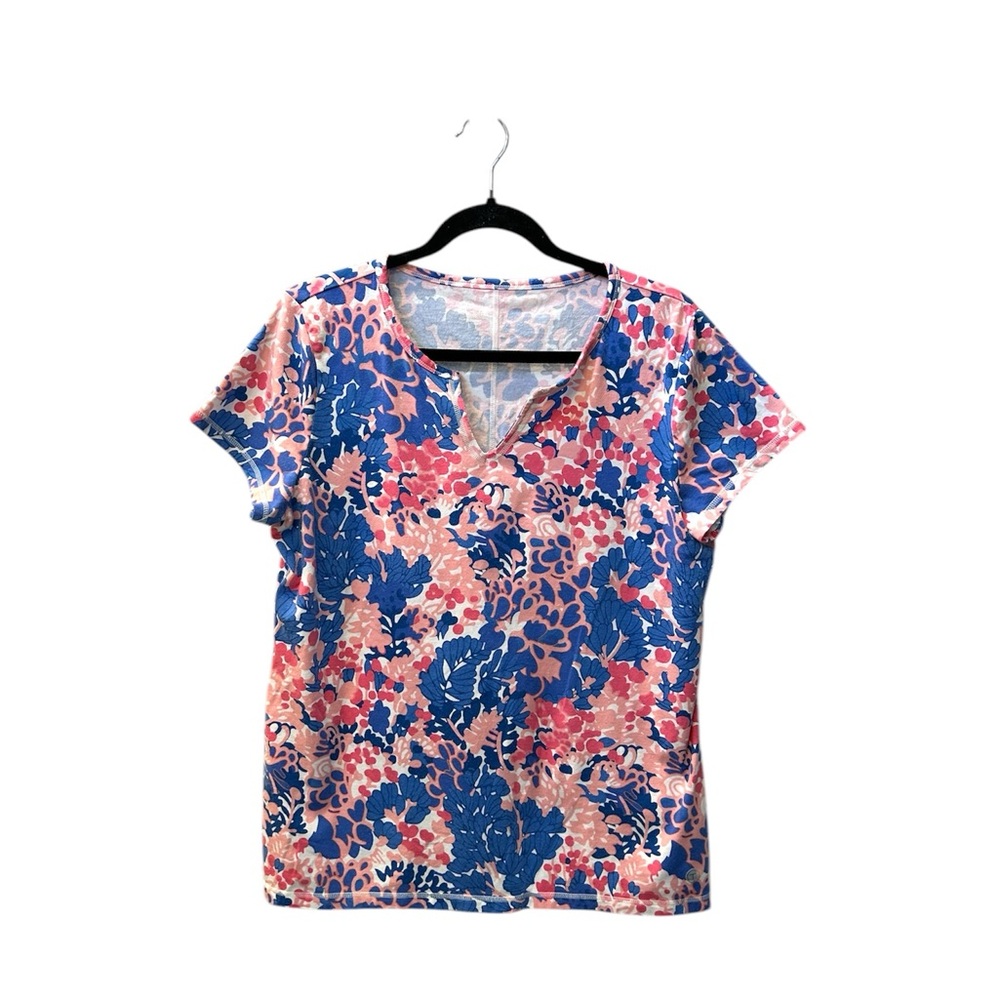 TALBOTS Graphic Blue, White, and Pink NWOT Short Sleeve TeeSize Large